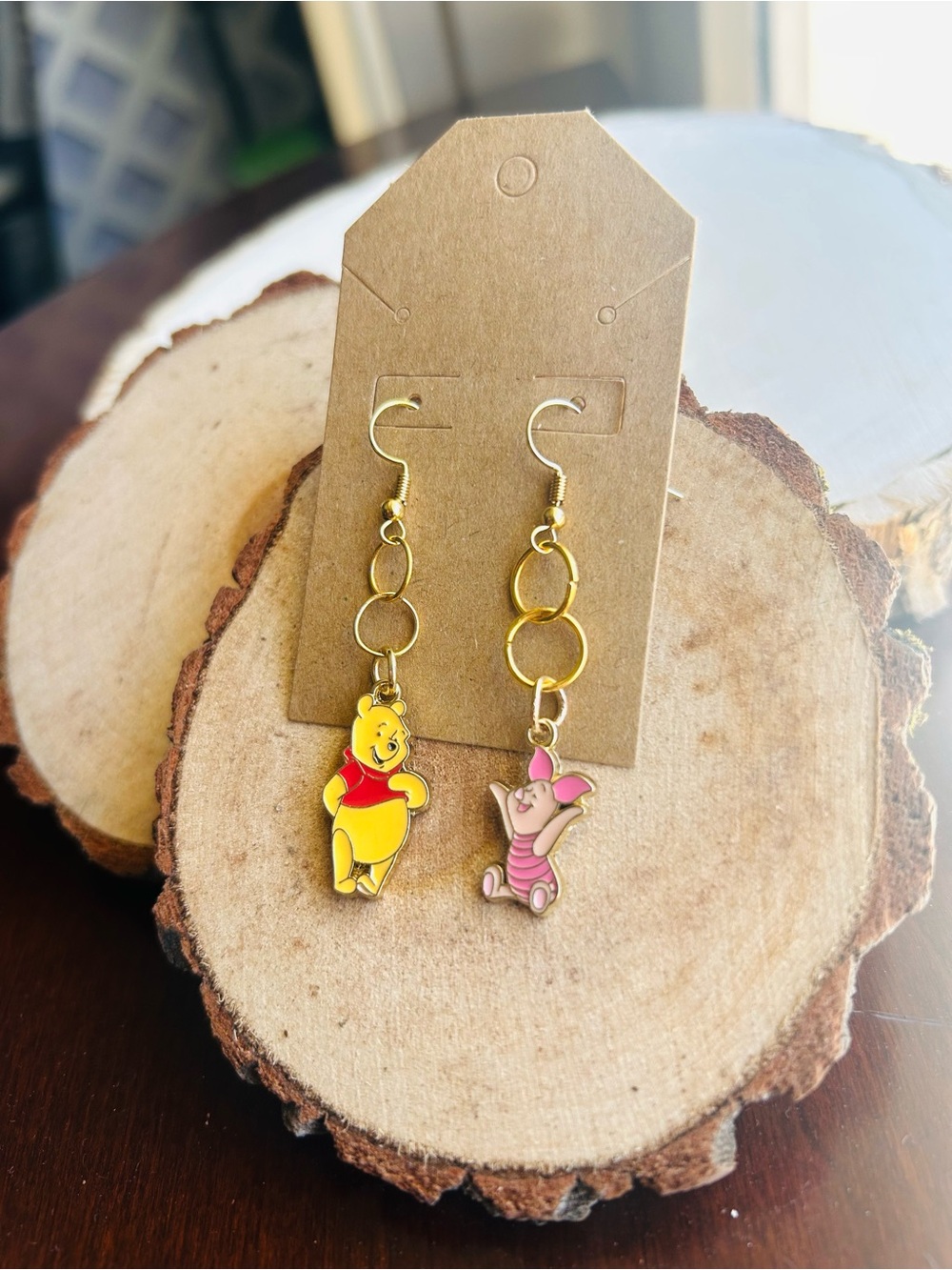 Winnie the Pooh & Piglet Dangle Earrings Cute Cartoon Nostalgia Jewelry - Picture 3 of 6